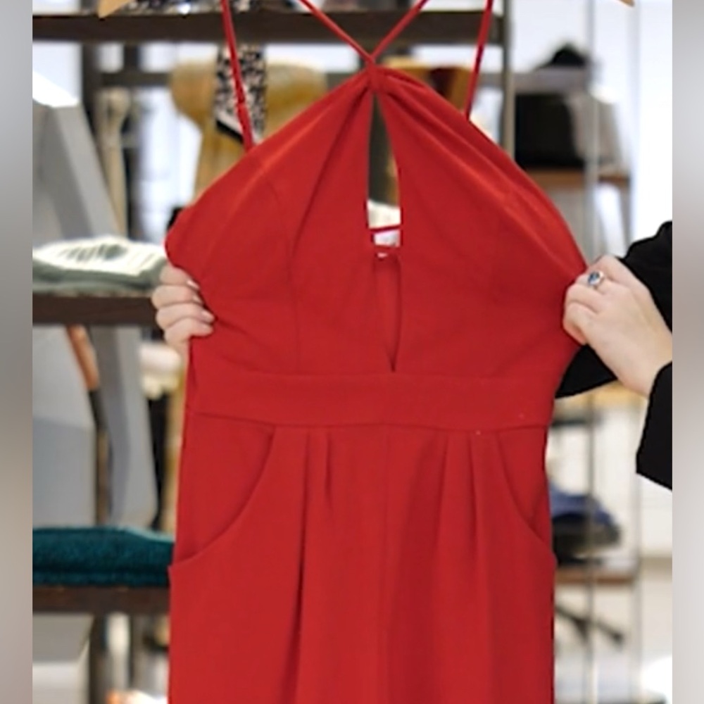 Love Nickie Lew Elegant Red halter Jumpsuit for Women Red small Nordstrom - Picture 5 of 13